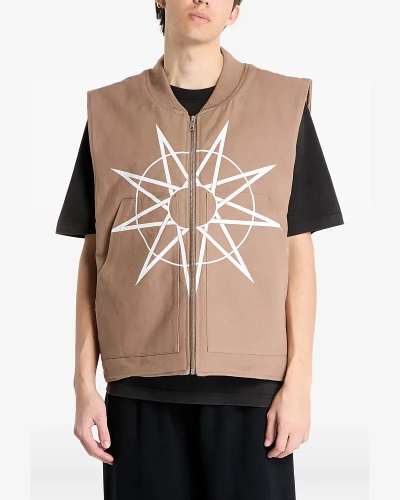 PLEASURES x Slipknot goat padded vest jacket - Braun Braun