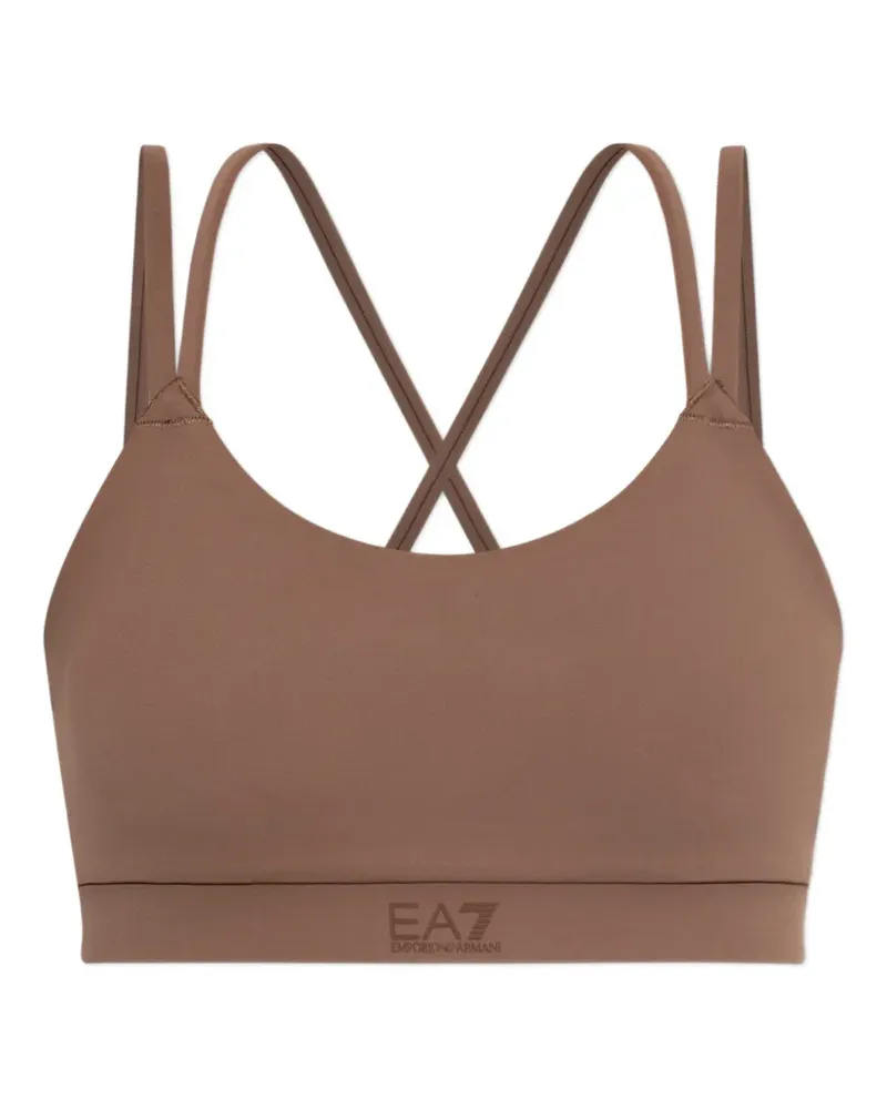 EA7 criss-cross back twist-detail sport bra - Braun Braun