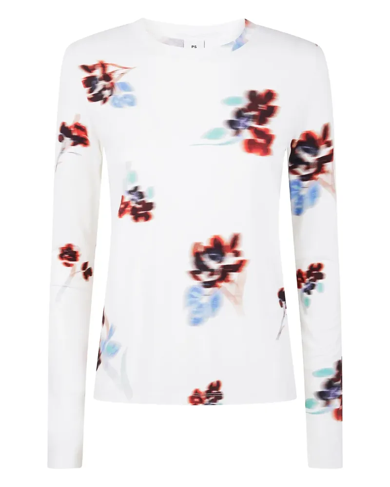 Paul Smith Langarmshirt mit Blumen-Print - Weiß Weiß