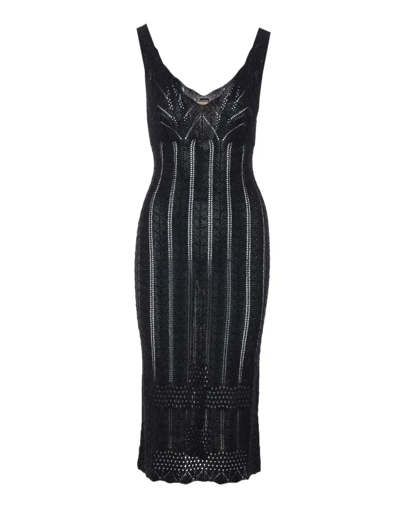 Twin-Set V-neck sleeveless midi dress - Schwarz Schwarz