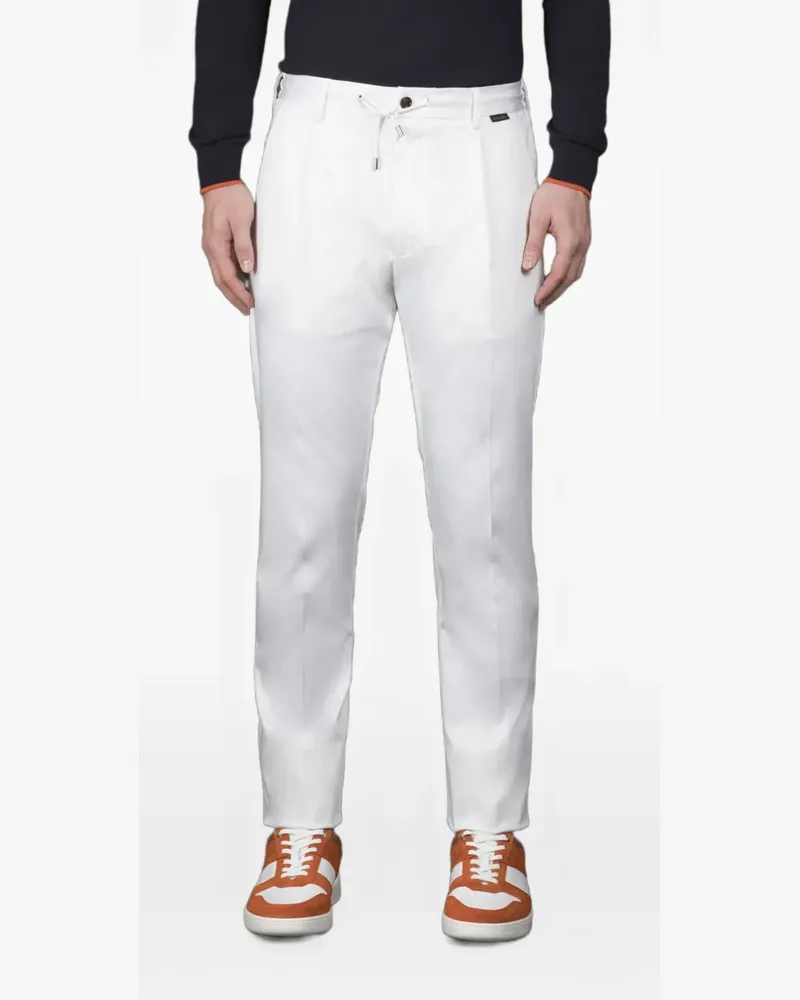 MOORER pleated drawstring trousers - Weiß Weiß