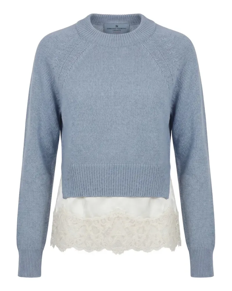 Ermanno Scervino Pullover mit Spitzenbesatz - Blau Blau