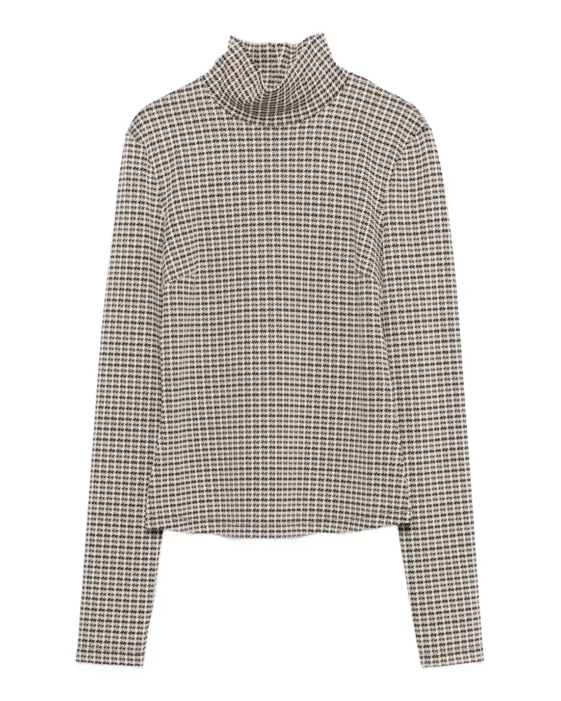 Patrizia Pepe micro-check high-neck top - Nude Nude