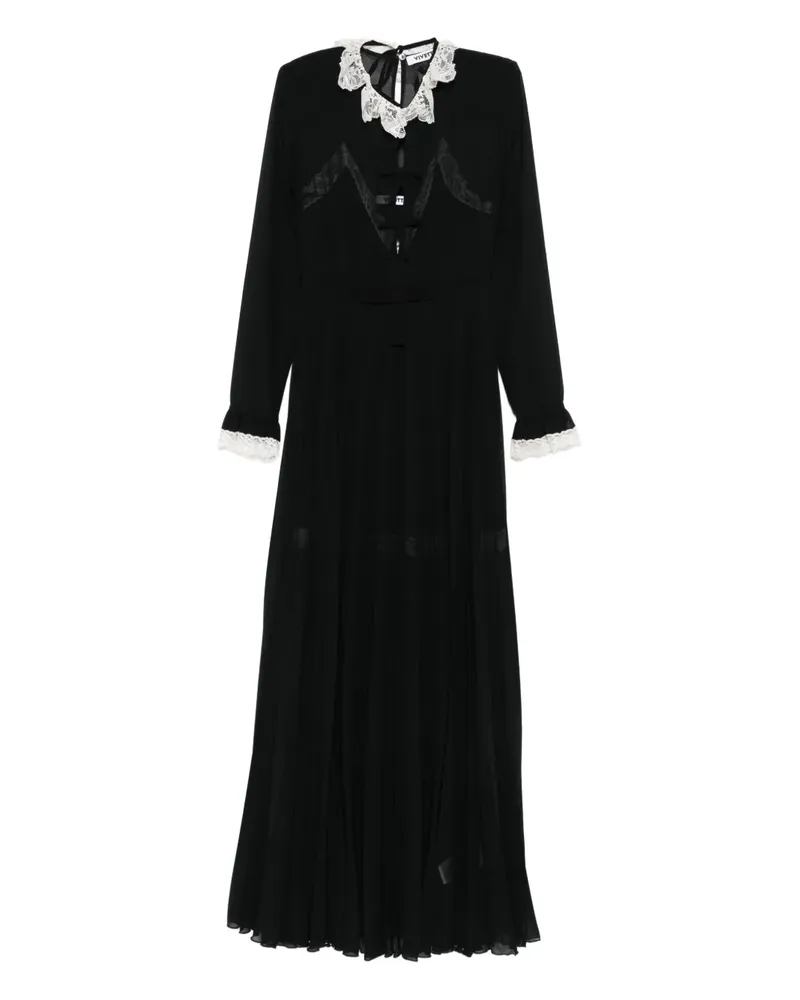 Vivetta lace-trimmed pleated maxi dress - Schwarz Schwarz