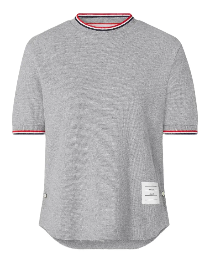 Thom Browne Piqué-T-Shirt mit RWB-Streifen - Grau Grau