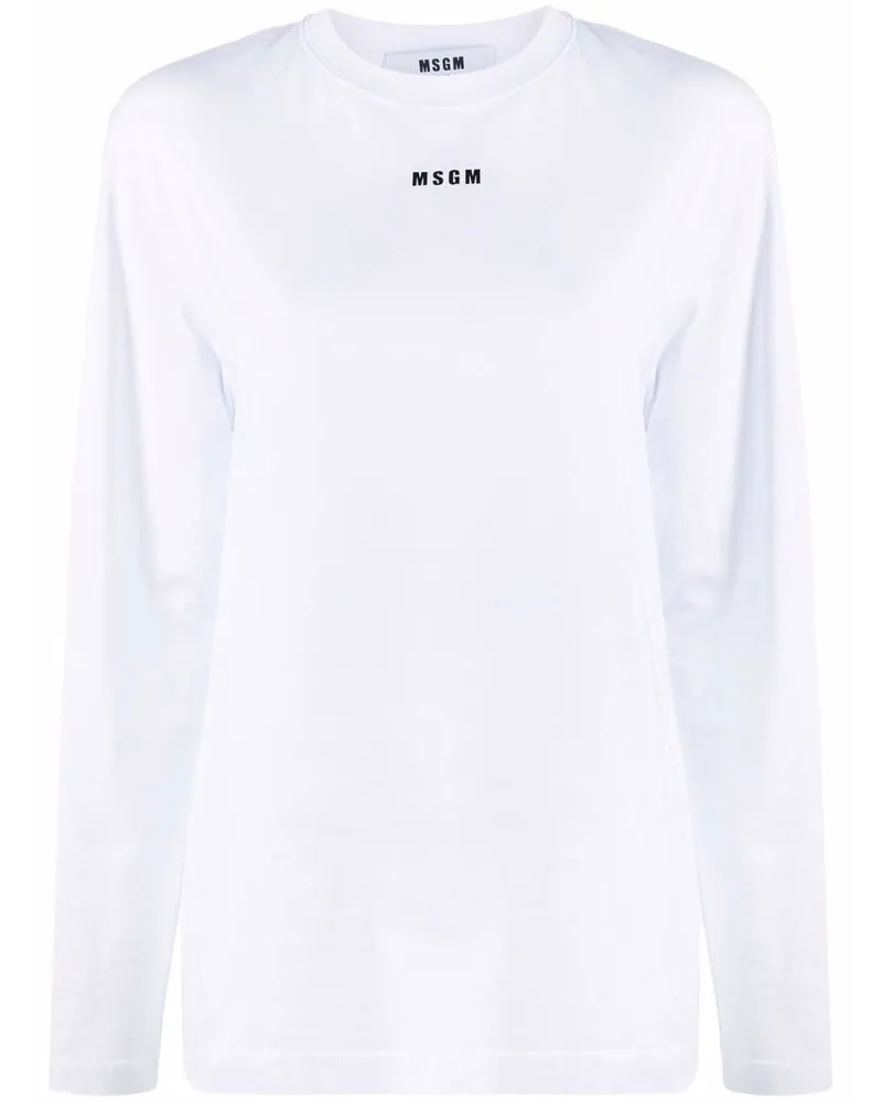 MSGM Langarmshirt mit Logo-Print - Weiß Weiß