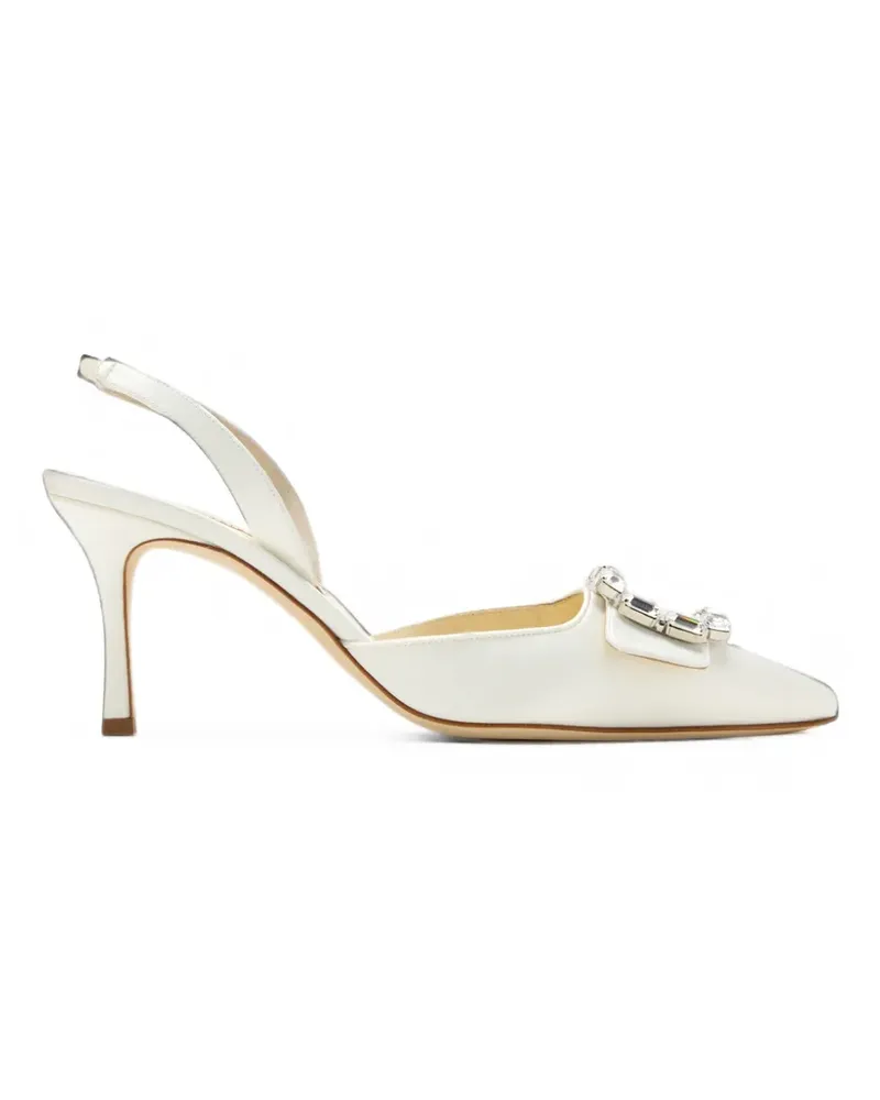 Manolo Blahnik Mayjousli crystal-buckle pumps - Weiß Weiß