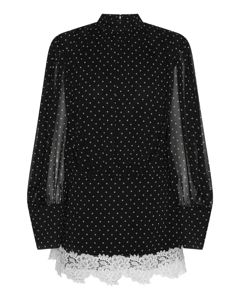 ROTATE Birger Christensen Minikleid mit langen Ärmeln und Spitzendetail - Schwarz Schwarz