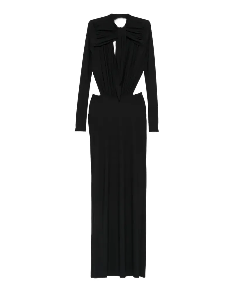 Amazuìn Gerafftes Denise Maxikleid mit Cut-Out - Schwarz Schwarz
