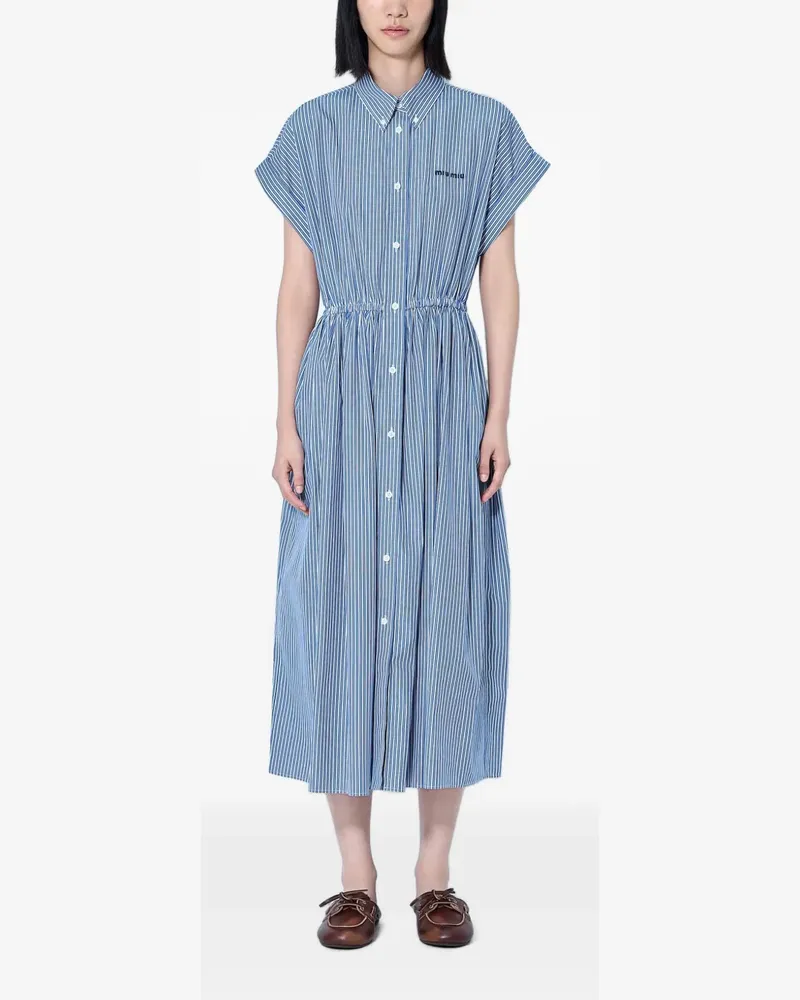 Miu Miu Vertical stripe poplin midi-dress - Blau Blau