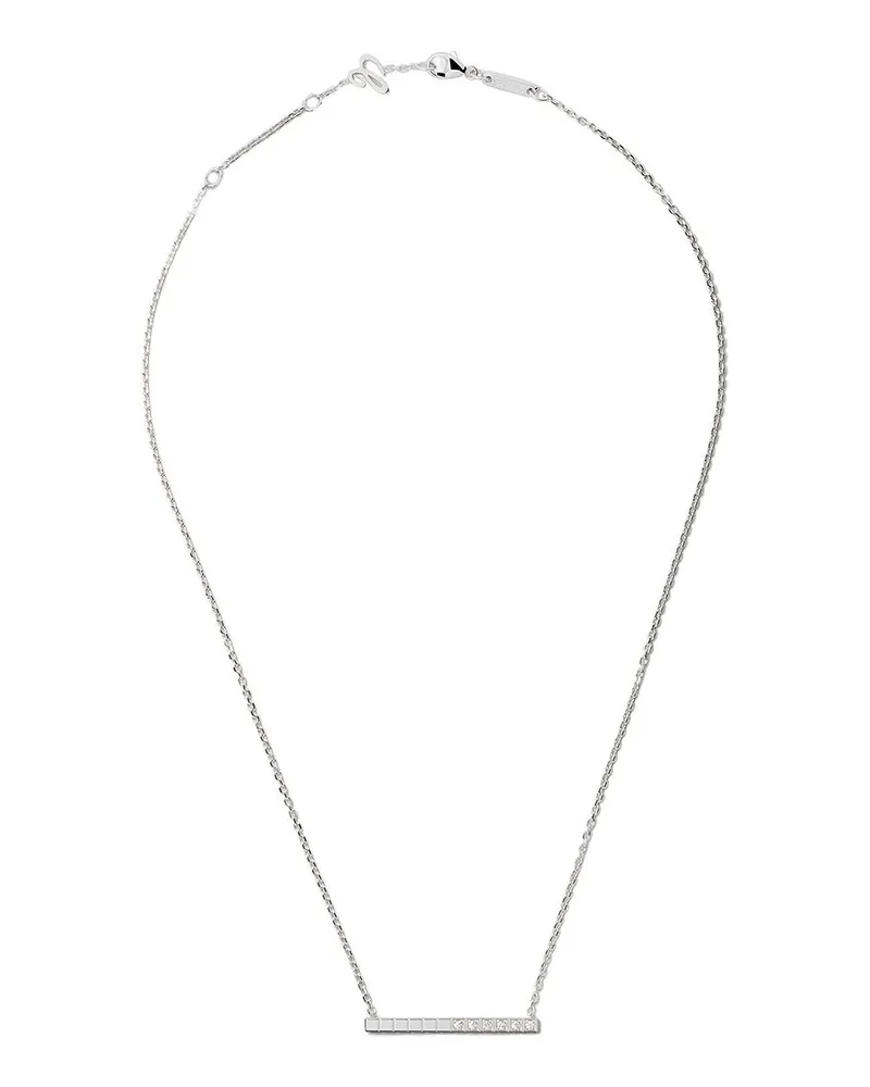 Chopard 18kt 'Ice Cube Pure' Weißgoldhalskette mit Diamant - Silber Silber