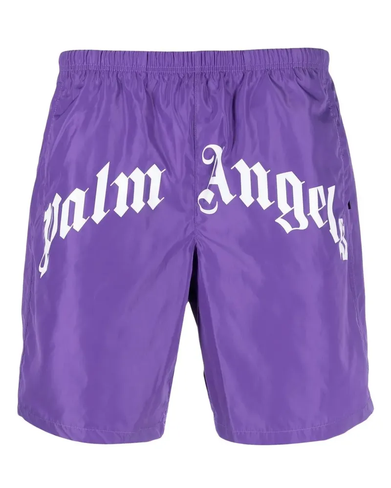 Palm Angels Badeshorts mit Logo-Print - Violett Violett