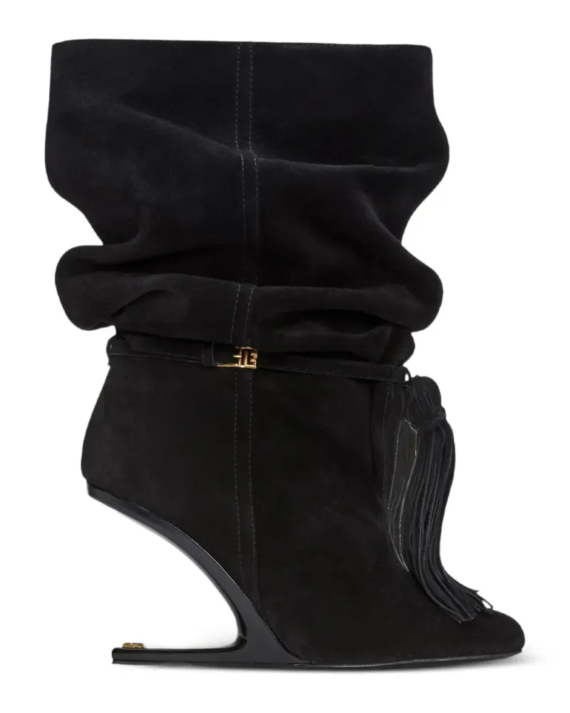 Balmain No Wedge Stiefeletten aus Wildleder mit Quaste - Schwarz Schwarz
