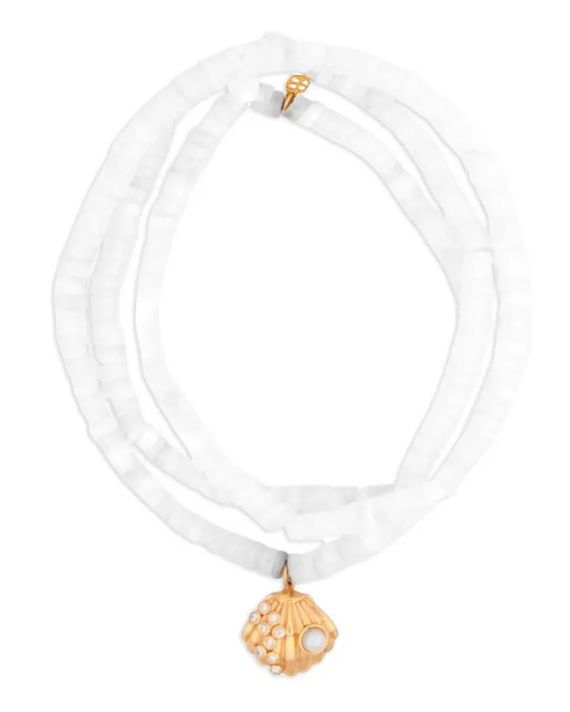Sydney Evan 14kt Clam Shell Gelbgoldarmband mit Perlen und Diamanten Gold