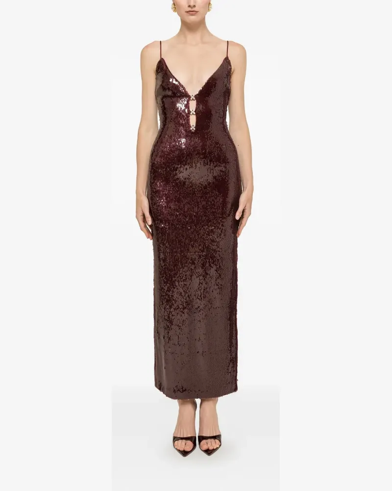 NISSA crystal-detail sequin maxi dress - Rot Rot