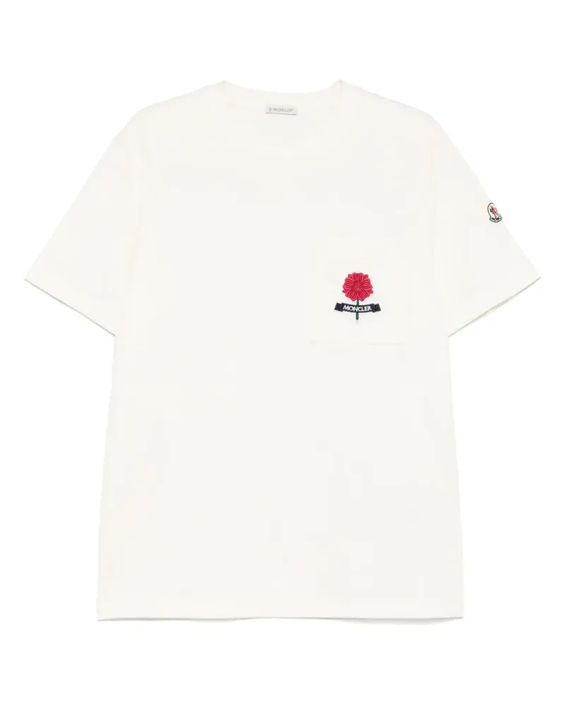 Moncler T-Shirt mit Logo-Stickerei - Nude Nude
