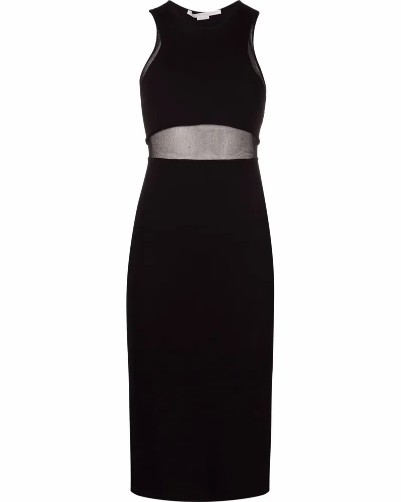 Stella McCartney Midikleid mit transparenten Einsätzen - Schwarz Schwarz