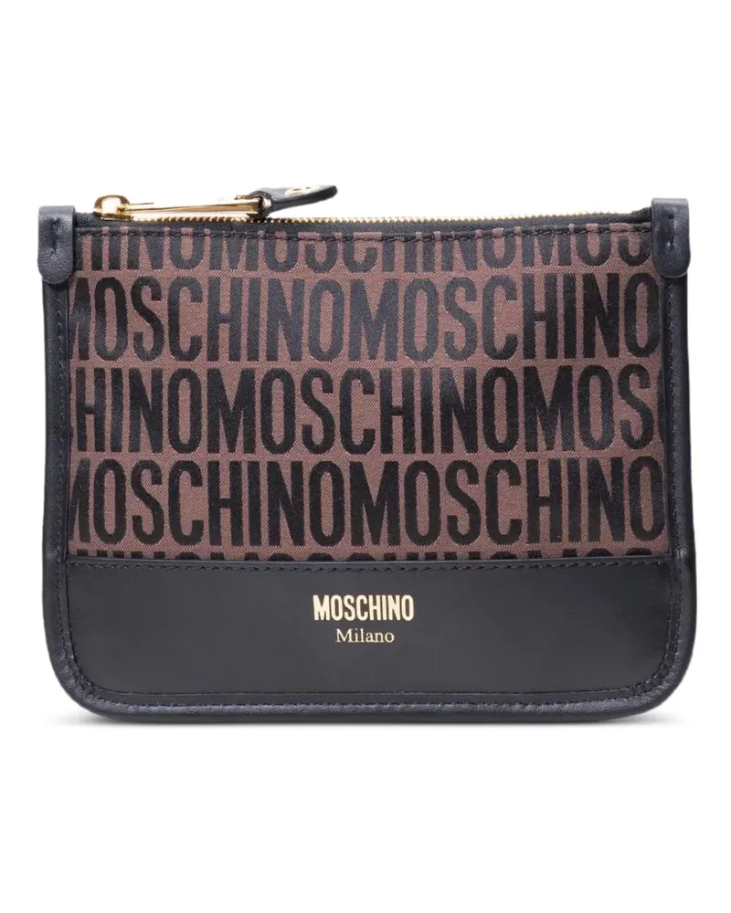 Moschino Lost and Found Clutch mit Logo-Print - Braun Braun