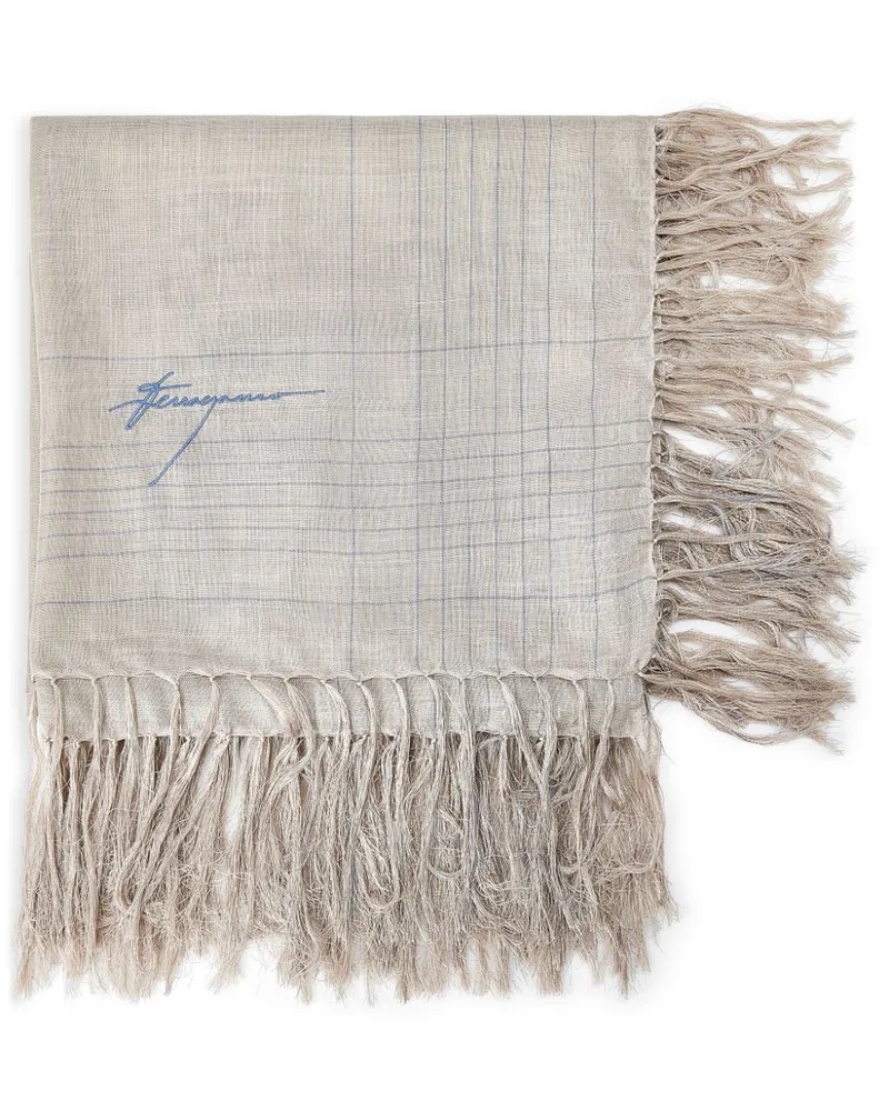 Ferragamo Schal mit Logo-Stickerei - Grau Grau