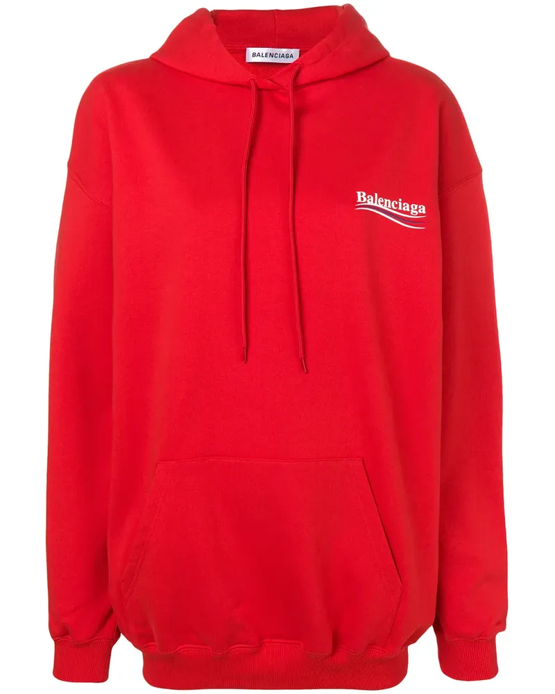 Balenciaga Kapuzenpullover mit Logo - Rot Rot
