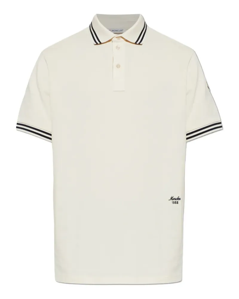 Moncler logo-embroidered polo shirt - Nude Nude