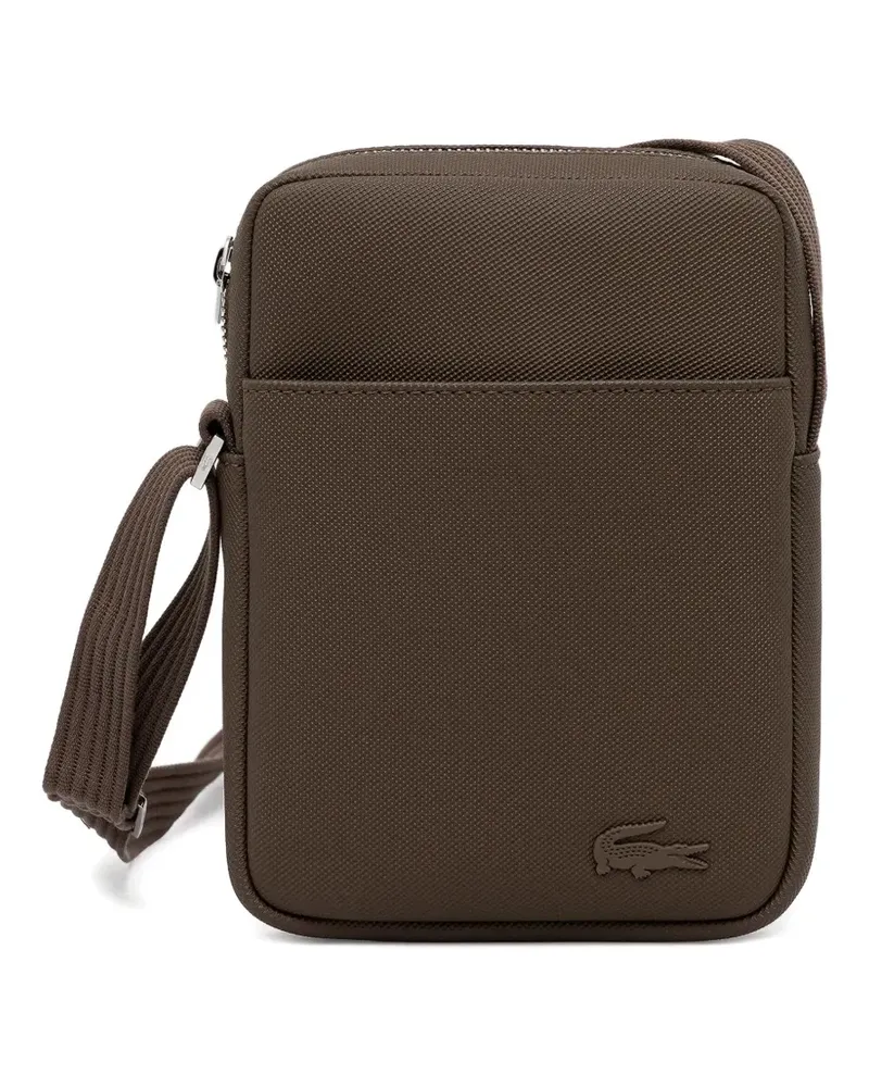 Lacoste Strukturierte Umhängetasche mit Logo - Braun Braun