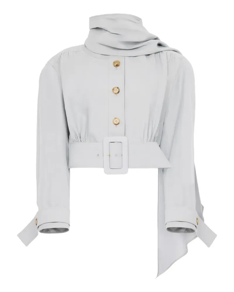 Chloé cropped scarf-detail belted jacket - Grau Grau
