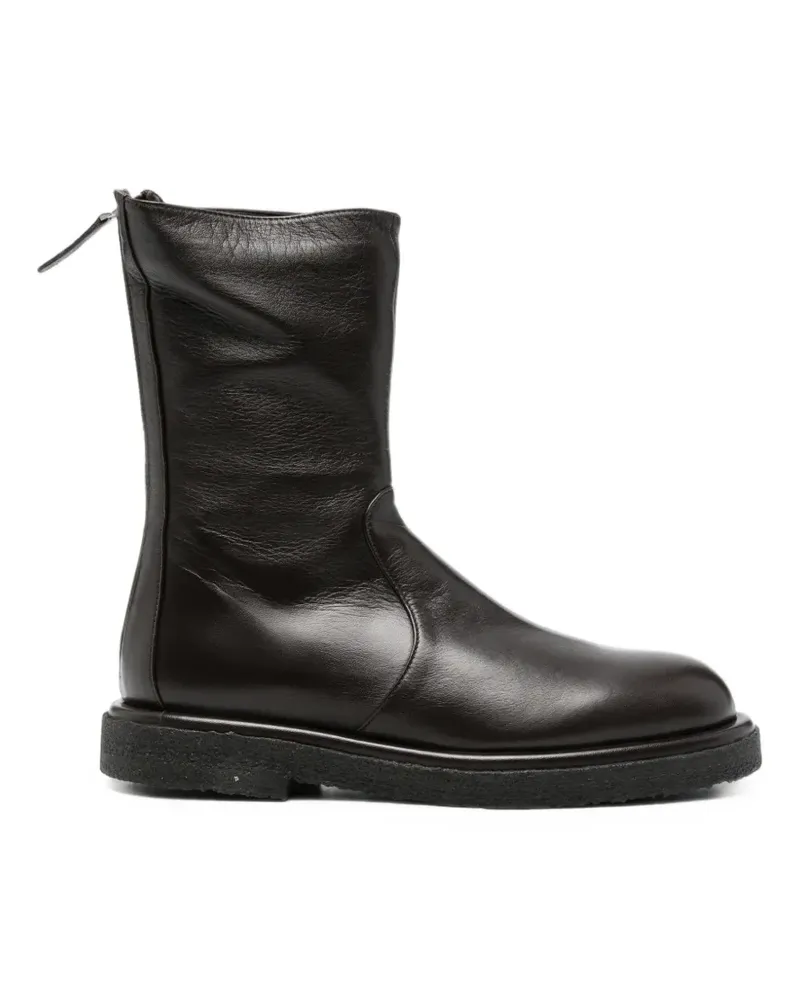 POMME D'OR rear-zip leather ankle boots - Braun Braun