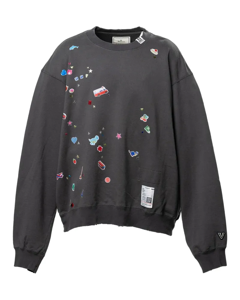 MIHARAYASUHIRO Sweatshirt mit Sticker-Print - Schwarz Schwarz