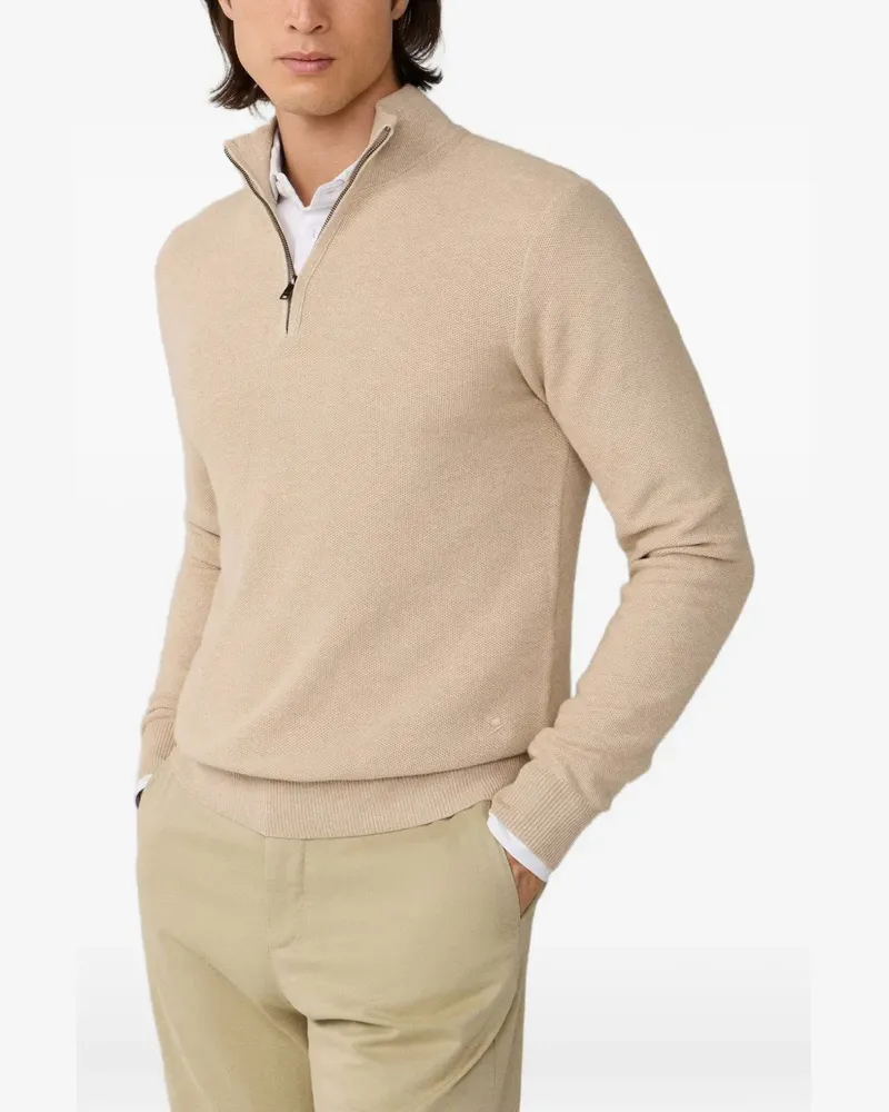 Hackett Half-Zip-Pullover mit Wabenstich - Nude Nude