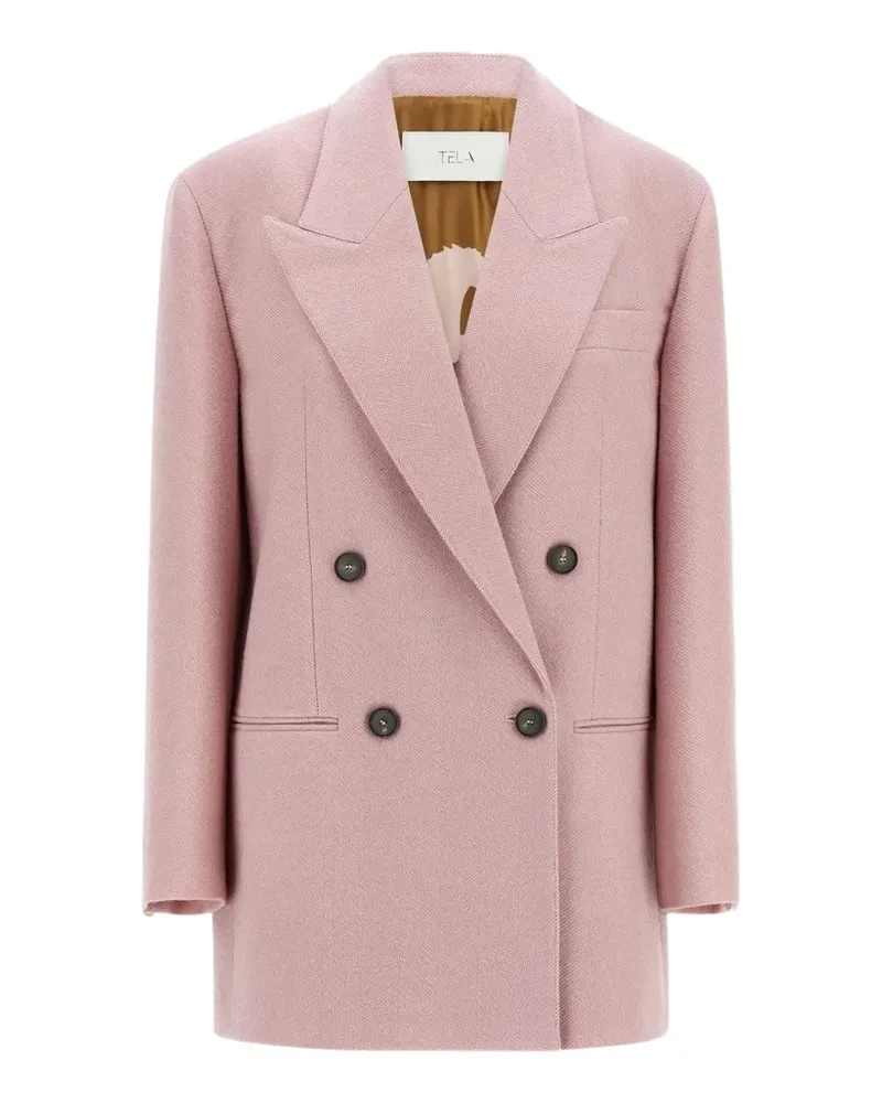 TELA Nomade herringbone double-breasted blazer - Rosa Rosa