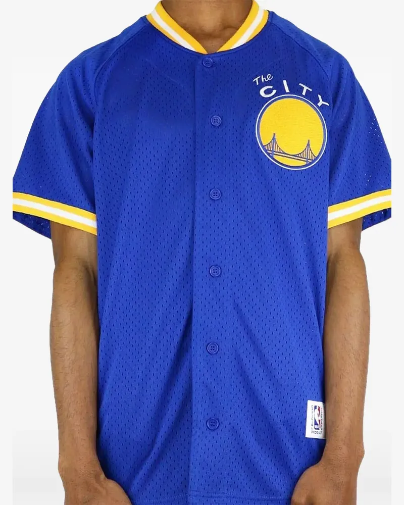 Mitchell & Ness T-Shirt mit Knöpfen - Blau Blau
