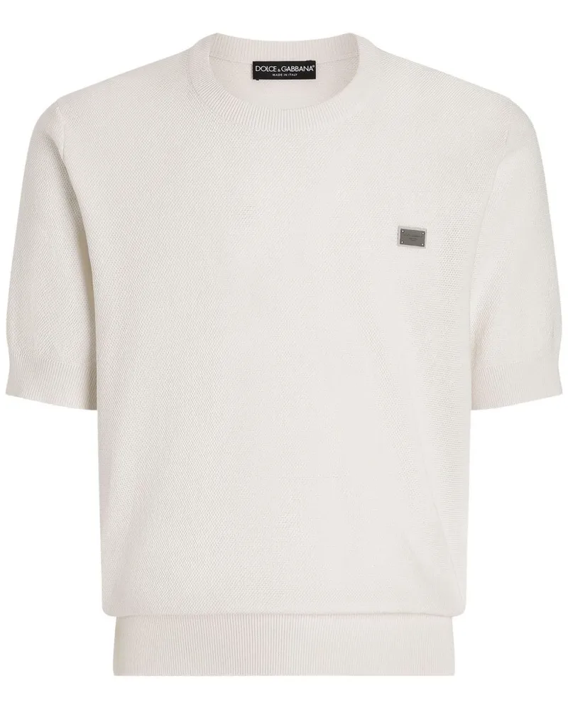 Dolce & Gabbana T-Shirt mit Logo-Schild - Weiß Weiß