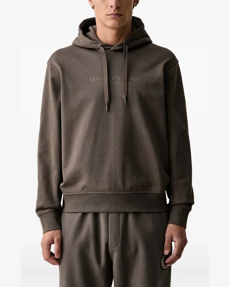 Armani Exchange logo-print drawstring hoodie - Braun Braun