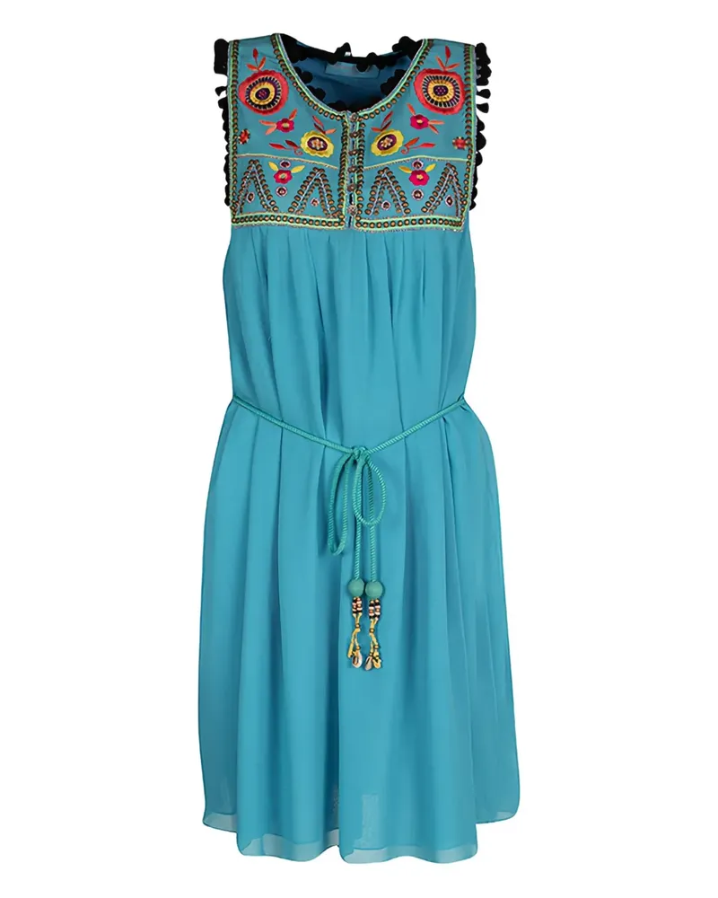 Matthew Williamson Kleid mit Blumenstickerei - Blau Blau