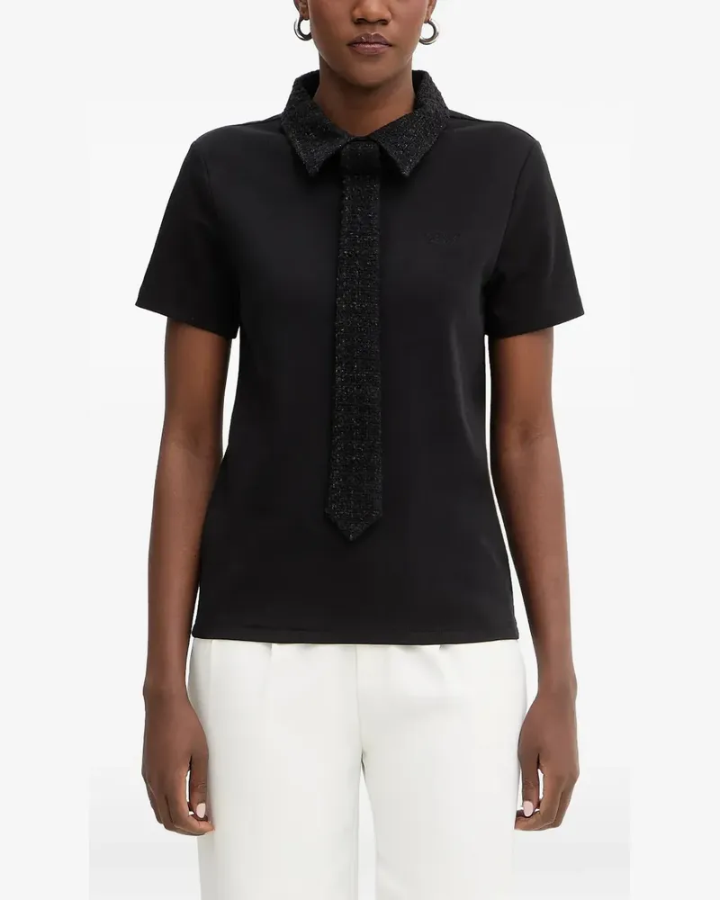 Karl Lagerfeld T-Shirt mit Schleifenkragen - Schwarz Schwarz