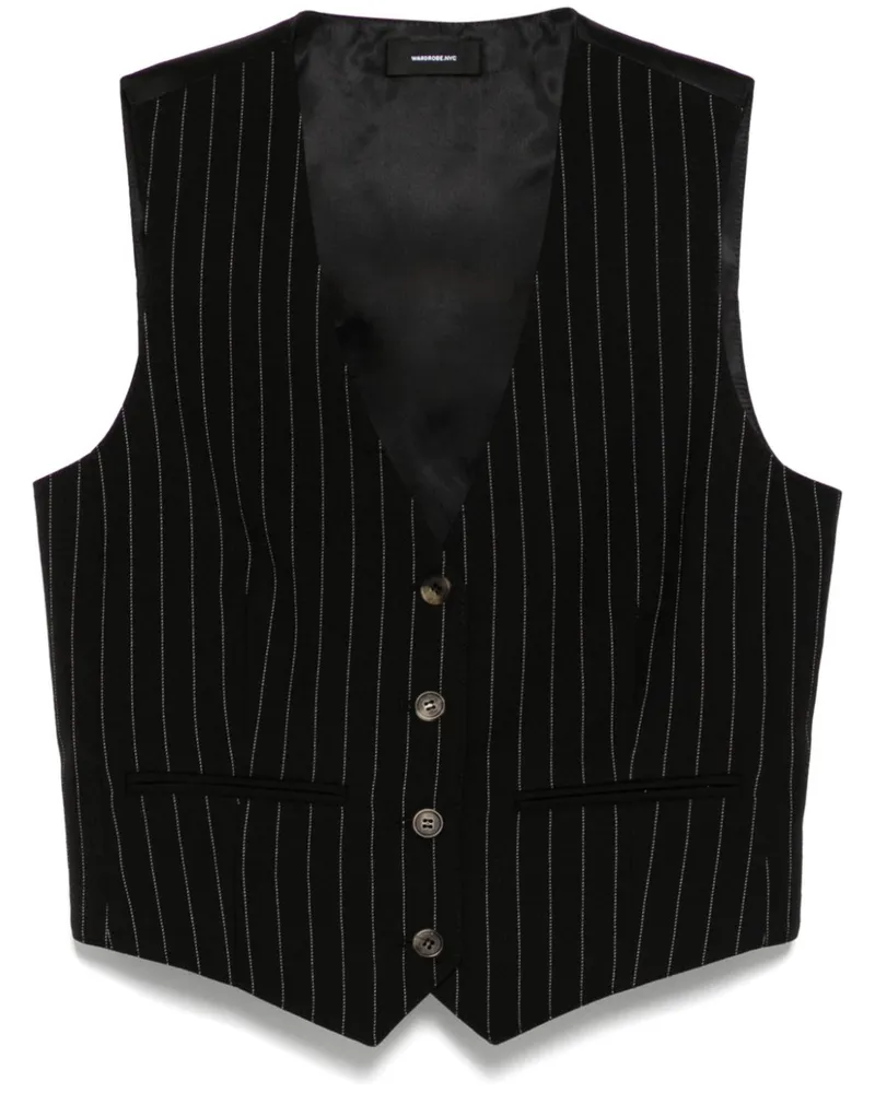 WARDROBE.NYC Gestreifte Weste - Schwarz Schwarz