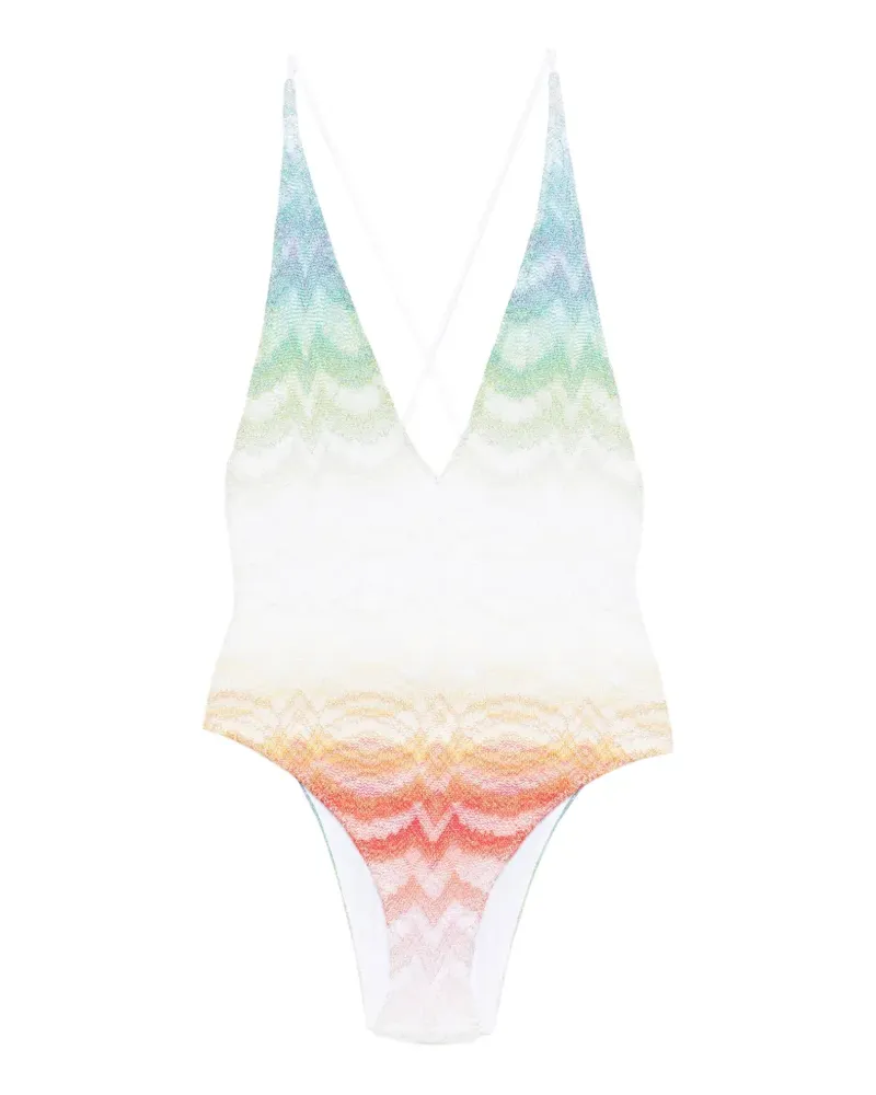 Missoni Zickzack-Badeanzug mit überkreuzten Trägern - Weiß Weiß