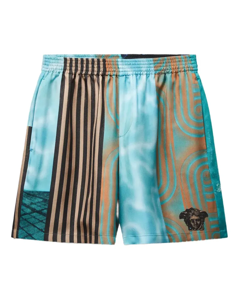 Versace printed silk twill shorts - Blau Blau