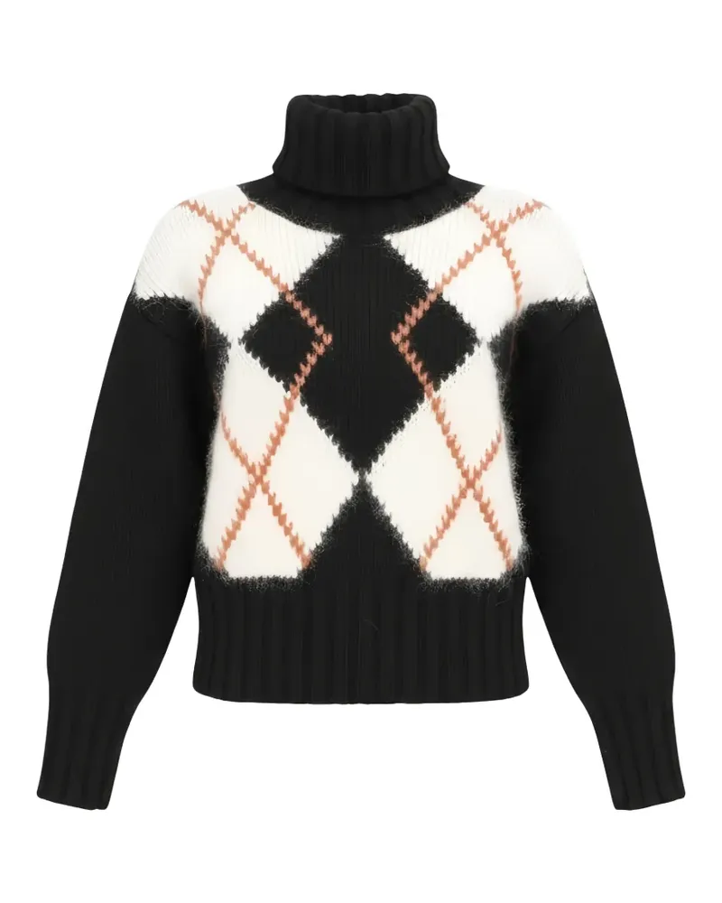 Isaia argyle-pattern roll-neck sweater - Schwarz Schwarz