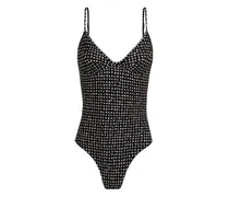 Badeanzug mit Punkte-Print - Schwarz