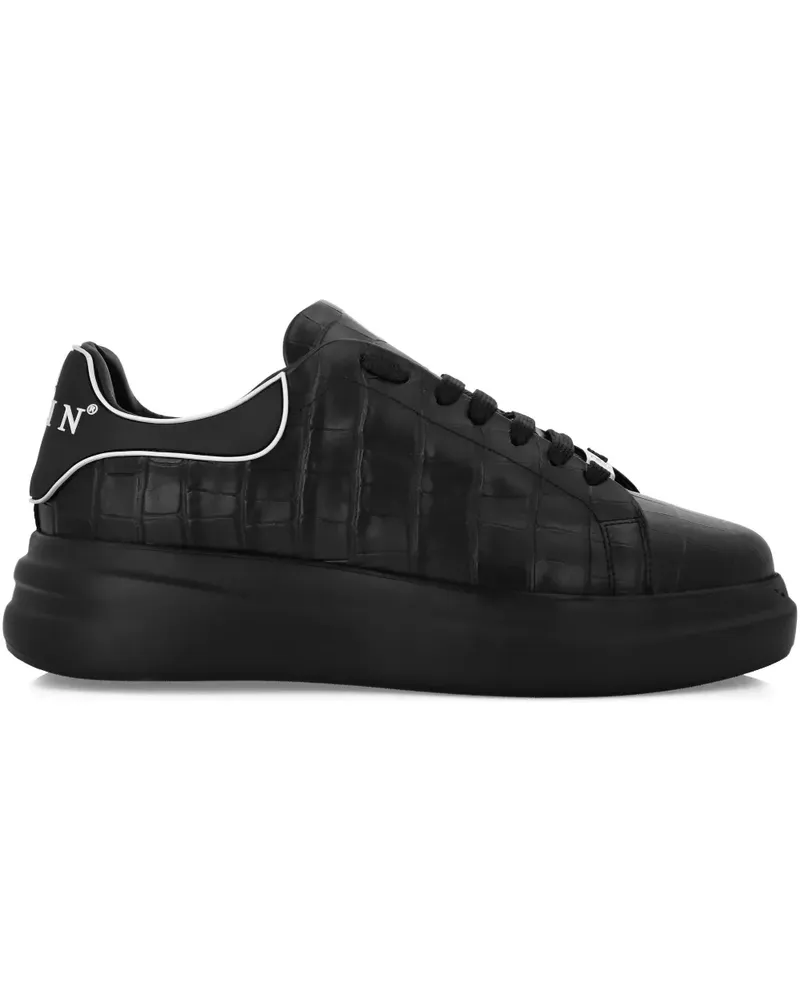 Philipp Plein Plateau-Sneakers mit Kroko-Effekt - Schwarz Schwarz
