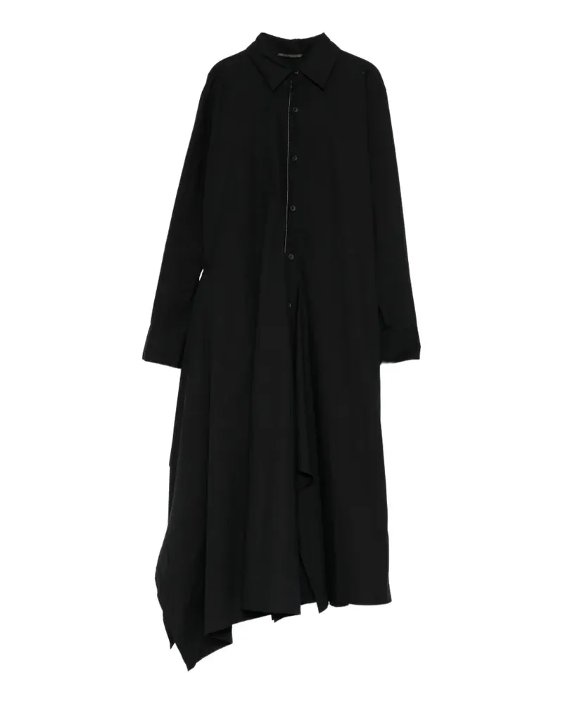 Yohji Yamamoto Drapiertes Hemdkleid - Schwarz Schwarz