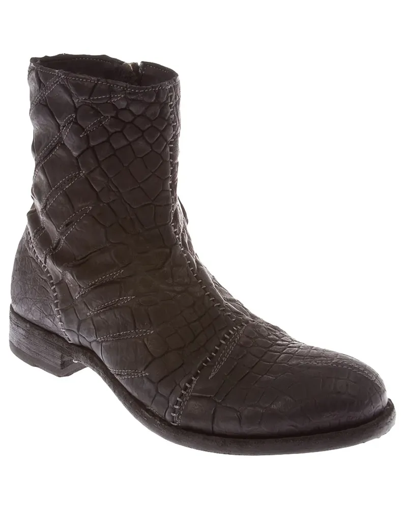 Premiata Strukturierte Lederstiefel - Schwarz Schwarz