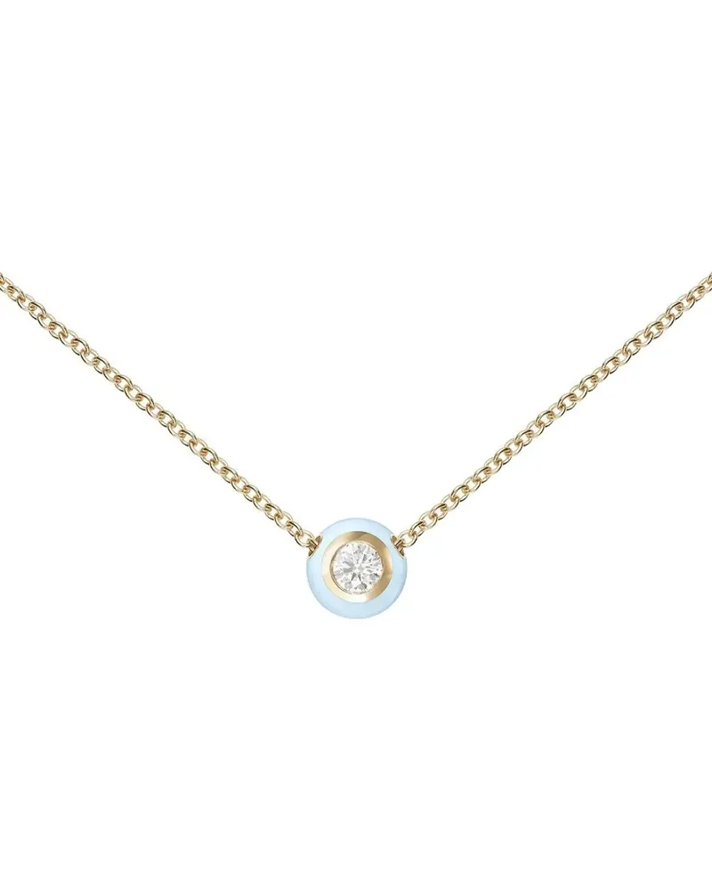 Melissa Kaye Kleine 18kt Pastel Blue Audrey Diamond Gelbgoldhalskette mit Anhänger Gold