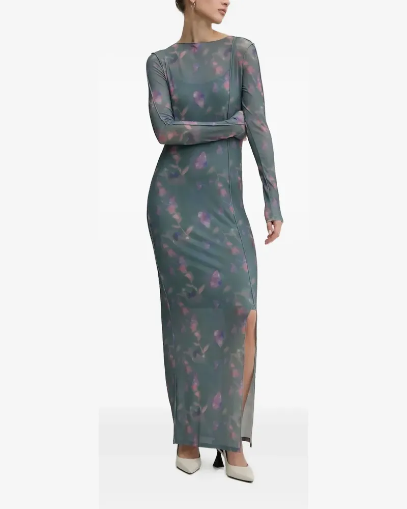 HUGO BOSS Maxikleid mit Blumenmuster - Grau Grau