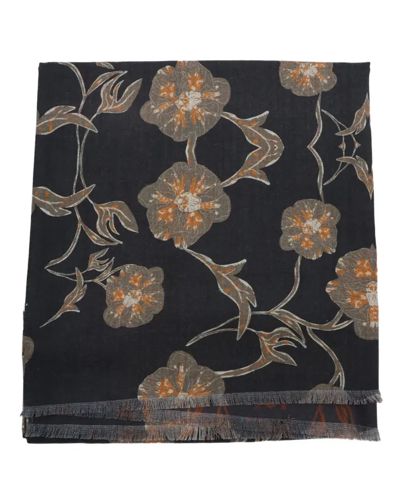 Altea floral-jacquard fringed scarf - Schwarz Schwarz