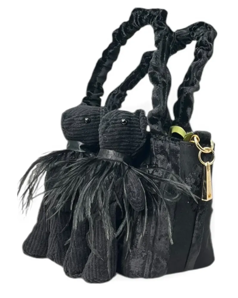 La Milanesa VERA Tote Bag mit Teddy - Schwarz Schwarz