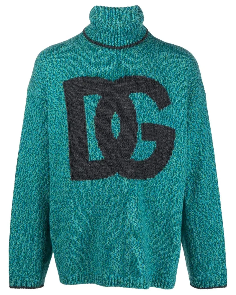 Dolce & Gabbana Pullover mit Intarsien-Logo - Grün Grün