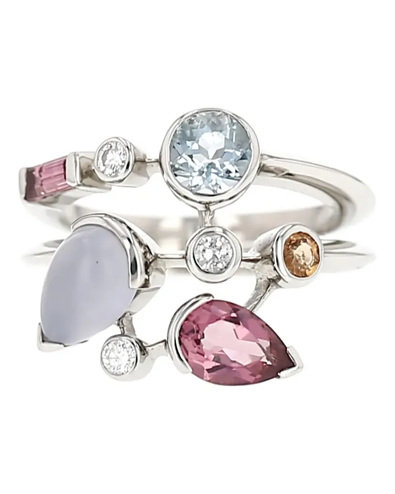 Cartier 1990's diamond coloured stones ring - Silber Silber